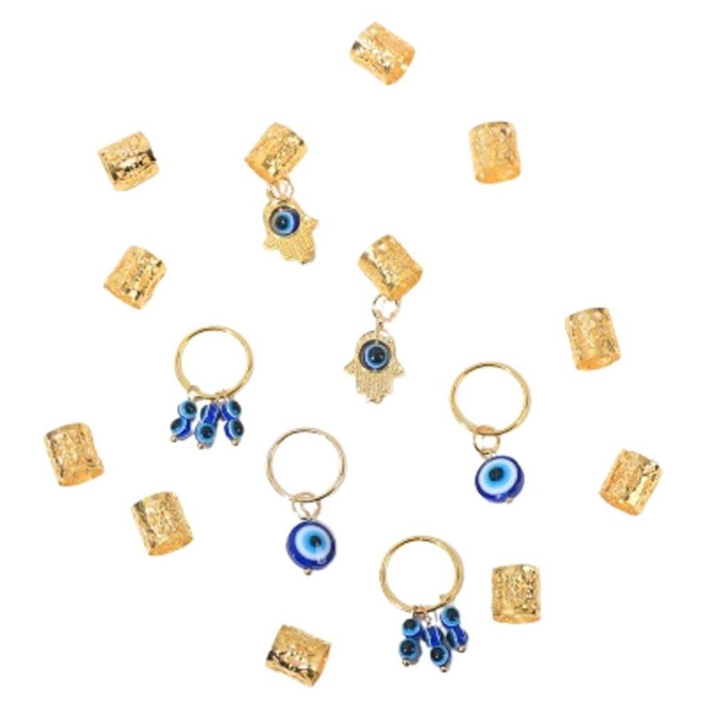 16pcs Dread Locks Dreadlocks Beads Evil Eye Hair Braid Tubes Hollow Out Hair Ring Women
