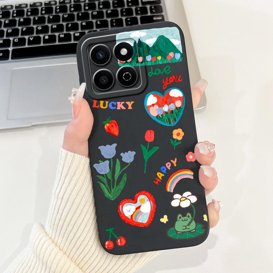 For Honor X7c 4G Case ALT-LX2 Shockproof Cover Sweet Girls Love Heart Soft Liquid Silicone Phone Cases For Honor 200 Smart Coque