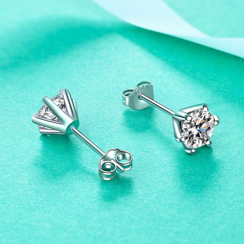 0.3-2ct Moissanite Earrings for Women Lab Grown Diamond Ear Studs 925 Silver Fine Jewelry Gift