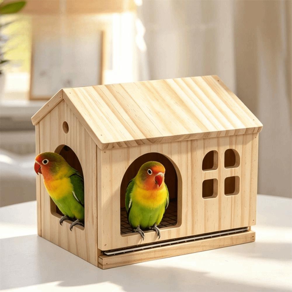Drawable Bottom Bird Wooden House Pullable Bottom Hanging Bird Nest Parrot Cage Accessories