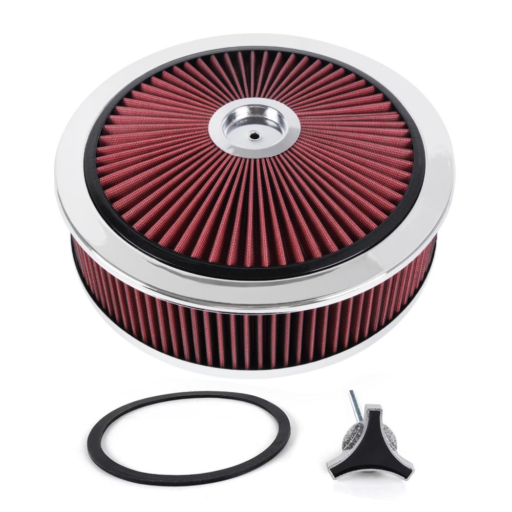 RASTP-14" x 4" Washable Round Super Flow Thru Air Cleaner Filter For 5-1/8 Carb Neck OFI177