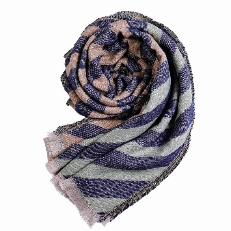 Women S Striped Imitation Cashmere Warm Winter Scarf