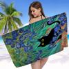 Schwarze Katze Kunst Ölgemälde Handtuch Mikrofaser Strandhandtuch Saugfähig Schnell trocknend Weich Yoga Schwimmen Resort Bergsteigen Handtuch