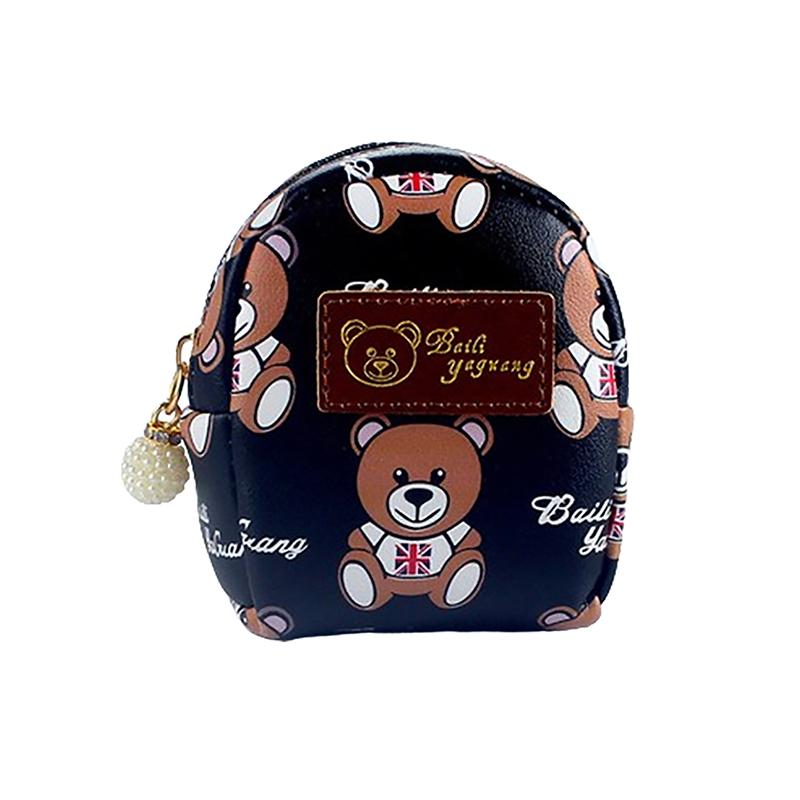 Cute Cartoon Bear Coin Purse Keychain For Girls Kawaii Mini Wallet Credit Card Holder Backpack Pendant