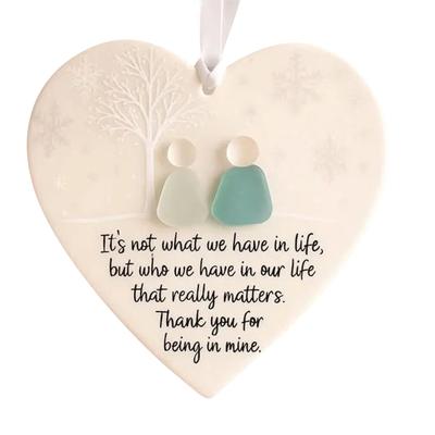 Hartvormige Zeeglas Vriendschapsdecoratie, Vriendschapshart Herinnering, Vriendschapshart Ornament Voor Boomhangers, Zeeglaskunst Voor