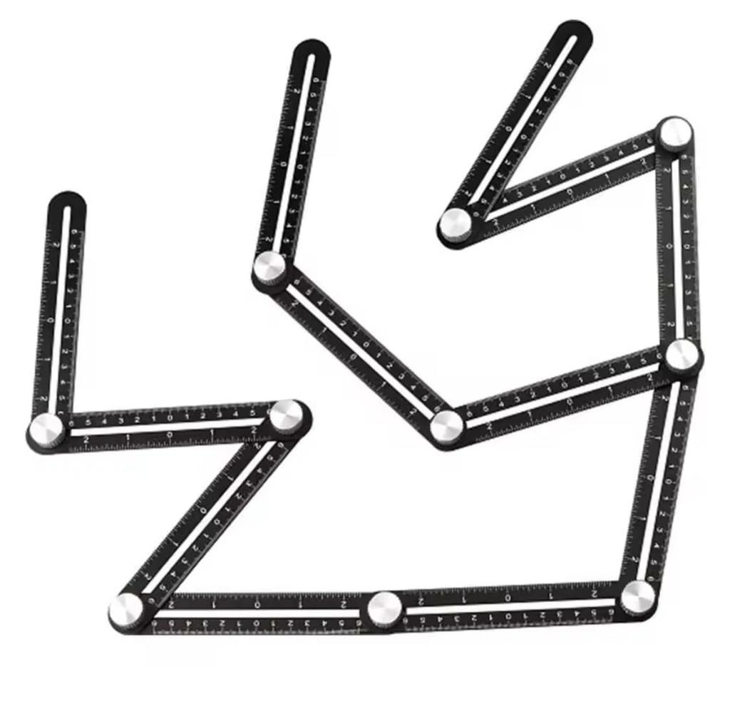 Foldable Square, 12-Angle Ruler, Multi-Angle Measuring Tool, 360-Degree Adjustable, Aluminum, Compact, DIY