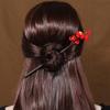 Decorative Chinese Handmade Hair Clips Glass Hair Fork Hairpin Wooden Hair Sticks