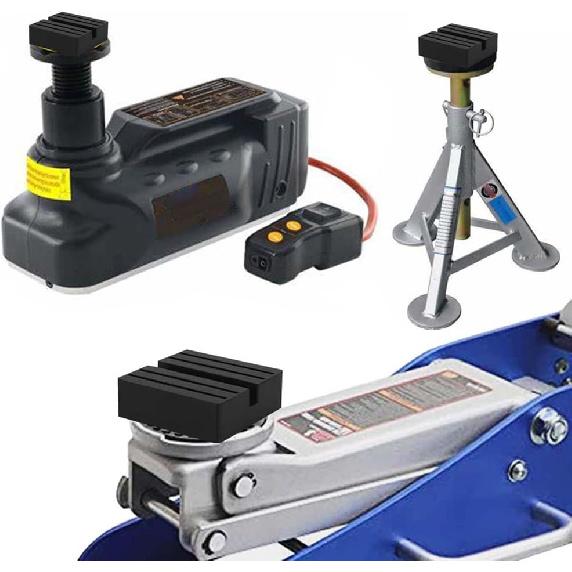 2 Packs Square Jack Pad, Black Anti-Slip Rail Adapter Support Block, Slotted Frame Rubber Frame Rail Protector