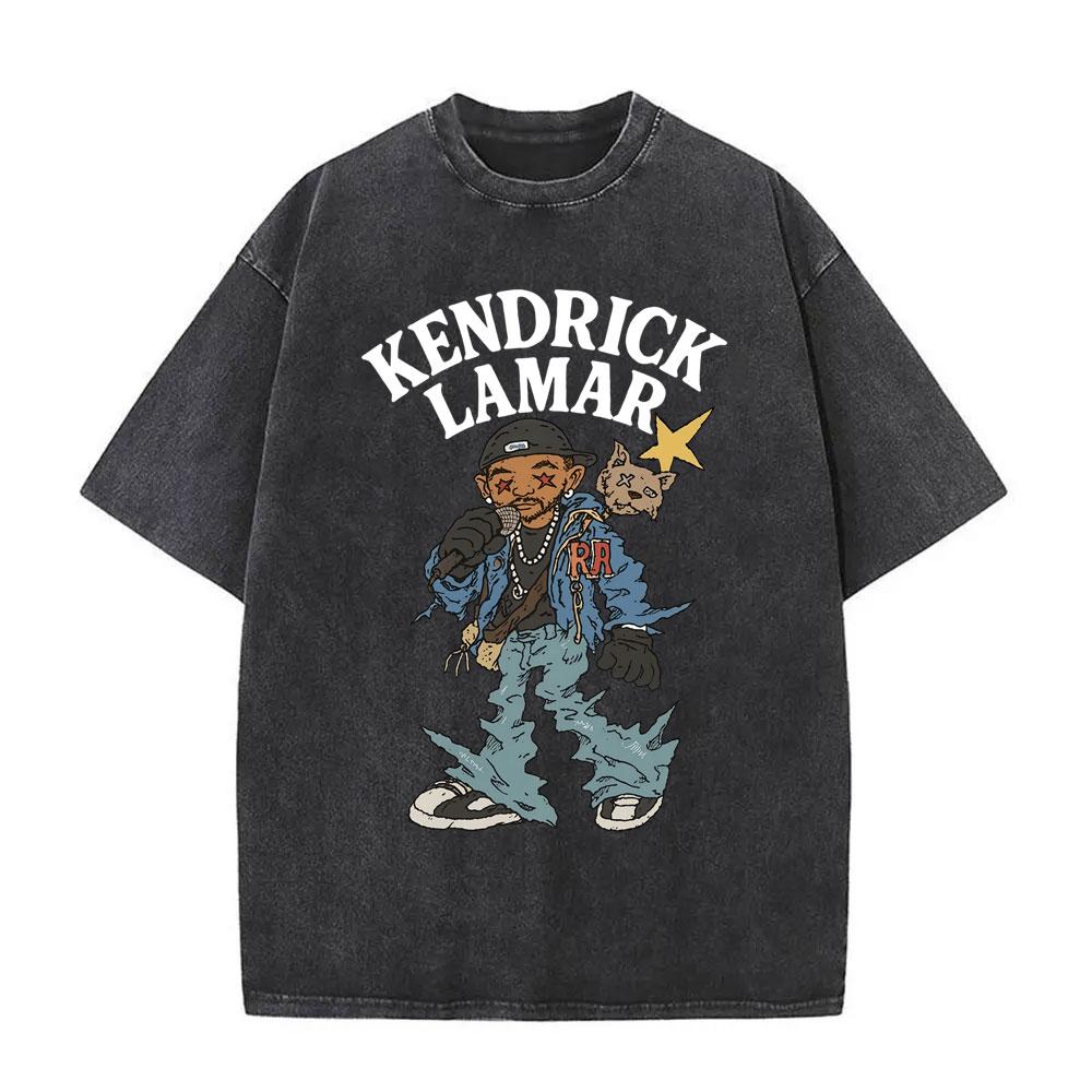 Rapper Kendrick Lamar Cartoon Graphic T Shirt They Not Like Us Vintage Washed T-shirt Men Women Hip Hop Retro Oversized T-shirts S разноцветный