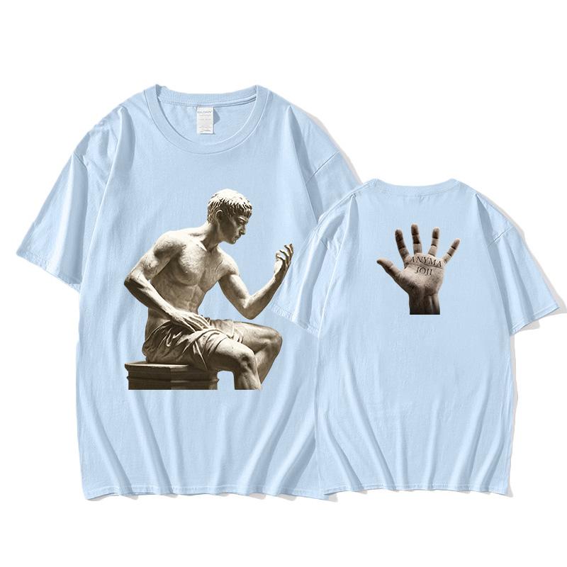 

Anyma T-Shirt Fashion O-neck Cotton Clothing Retro Casual Short Sleeve Tee-shirt Women/men Unisex for Summer Camisetas XXL світло-синій колір