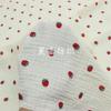 0.5m/1m/2m Soft Khaki Strawberry Print Double Crepe Gauze Fabric 100% Cotton Fabric DIY Sewing Clothing Baby Breathable Texture