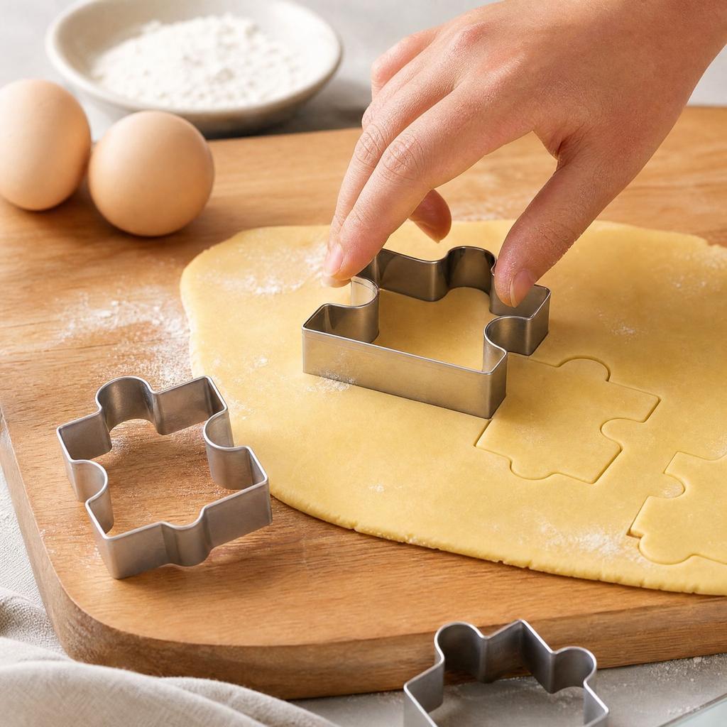 4-teiliges Edelstahl-Ausstecher-Set mit unregelmäßigen Puzzleformen zum Backen