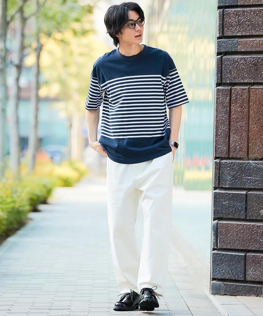 Nissen Men's Wide Tapered Elastic Long Pants, Navy, Size M (Plus Sizes Available)