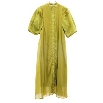 KBF Short Sleeve Layered Long Dress F Mustard Women Used
