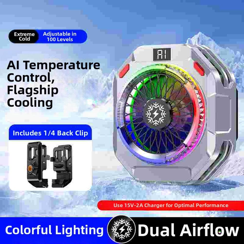 TH28-Pro Magnetic Phone Cooler Fast Heat Dissipator With Adjustable RGB Light 30W AI Cooling Phone Back Clip Radiator
