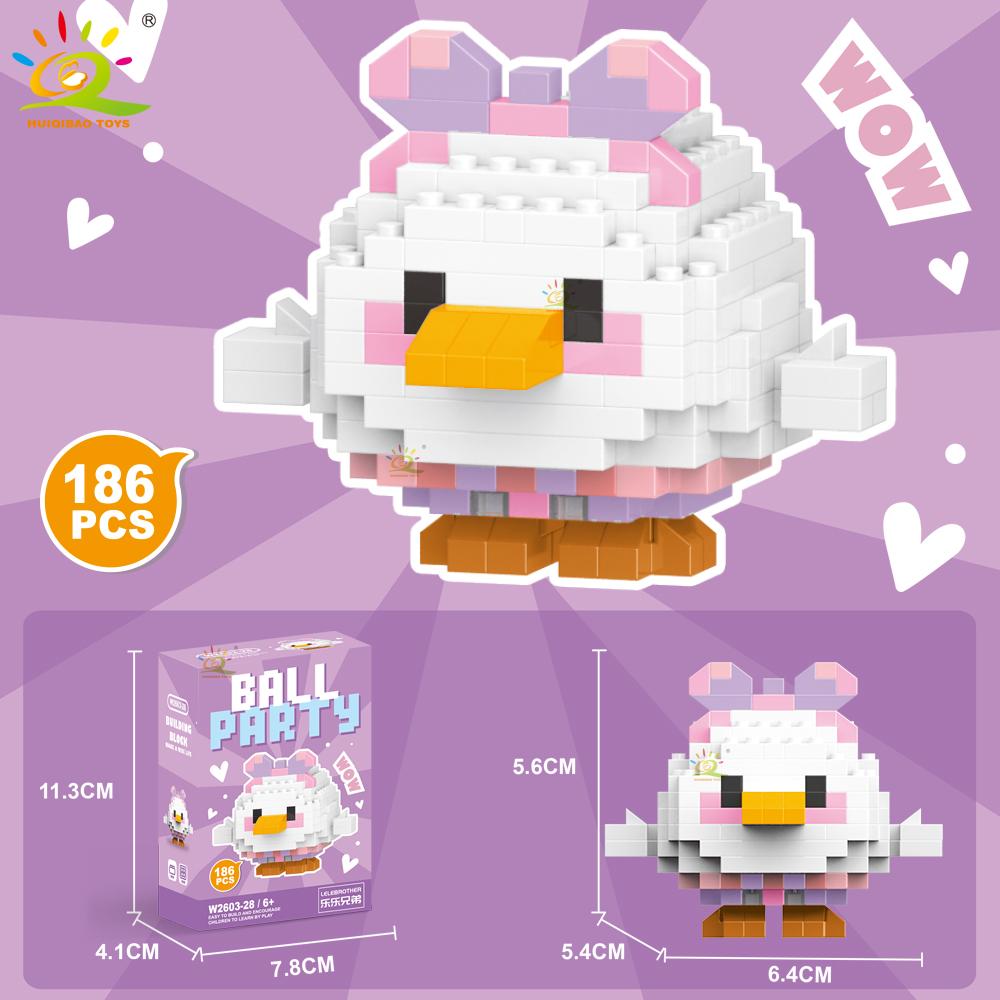 HUIQIBAO Mini Cute Animal Micro Building Blocks 3D Diamond BEE Cat Panda Model Bricks DIY City Construction Toys for Children