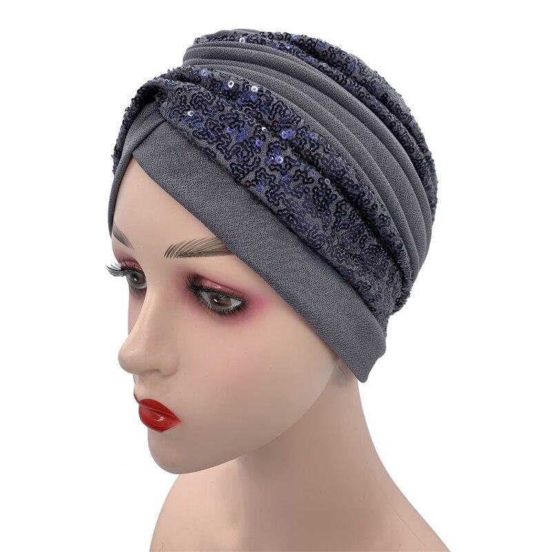 Fashion Women Glitter Sequins Turban Hat