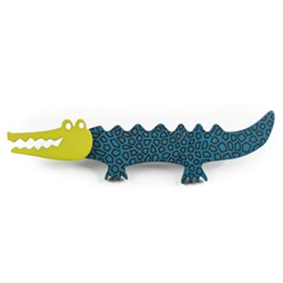 [Q9701] - Handmade Brooch 'Marionettes' Turquoise Green (crocodile) - 83x20 Mm