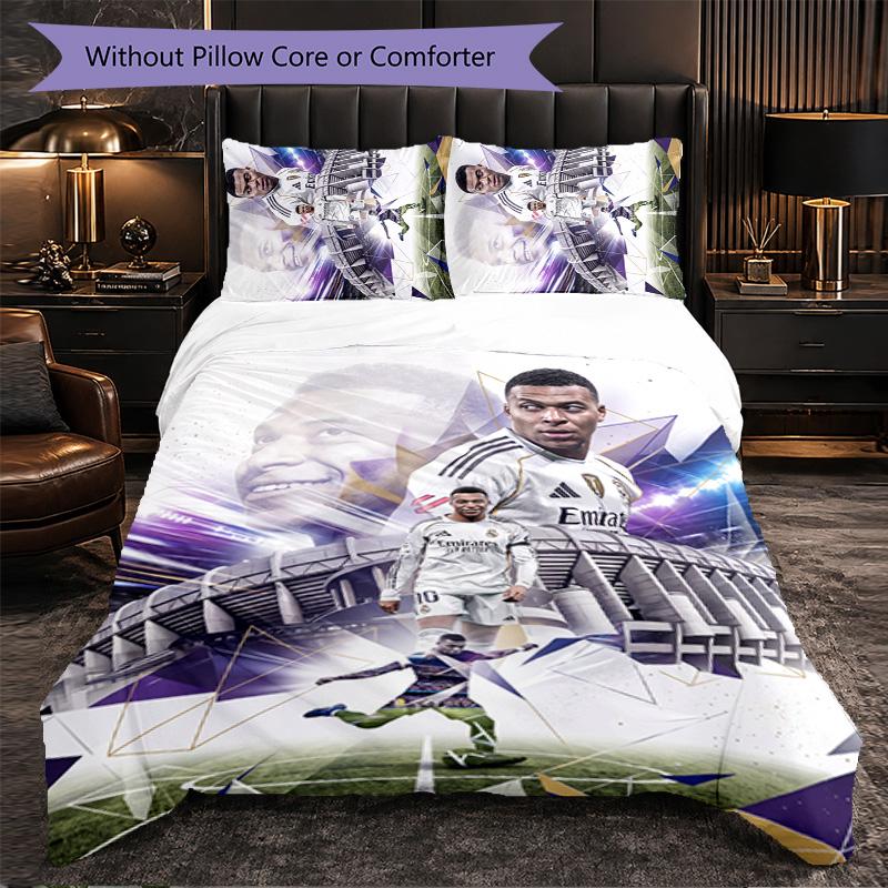 Kylian Mbappe Themed Bedding 3Pcs Duvet Cover Set Decorative Bed Linen For Teen Room Home Decoration