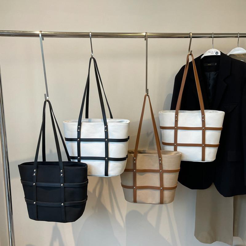 Solid Color Minimalist Bag Contrasting Piping Pu Material Daily Travel Bags