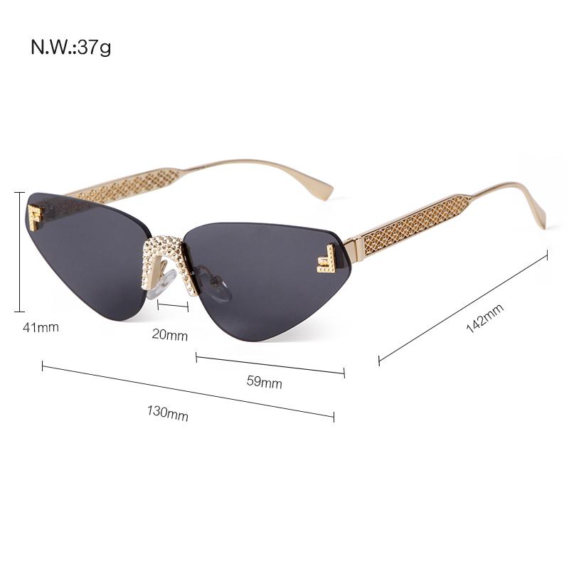 Trend Diamond Metal Frame Cat Eye Sunglasses Women Luxury Brand Designer Cateye Sun Glasses Trendy Shades Female Uv