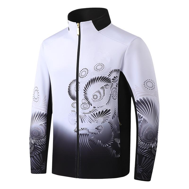 Unisex Chinese Flag Gradient Tracksuit: Stand Collar Jacket & Long Pants Set for Spring/Autumn