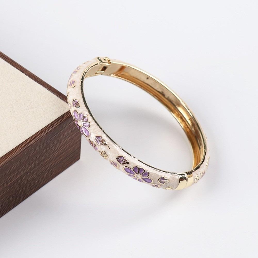 Enamel Vintage Cloisonne Bangle Colorful Women's Hand Bracelet Fashion Flower Bangle  Girls