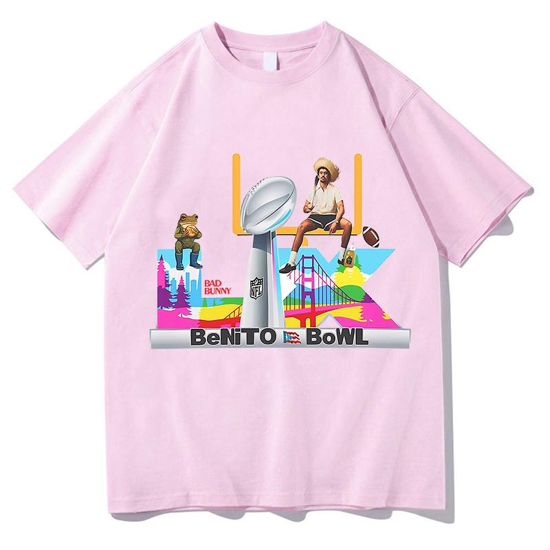 Bad Bunny Super Bowl Tshirt Hip Hop Unisex Streetwear Classic Short Sleeve Pure Cotton Fashion Aesthetic Casual TShirt Clothes