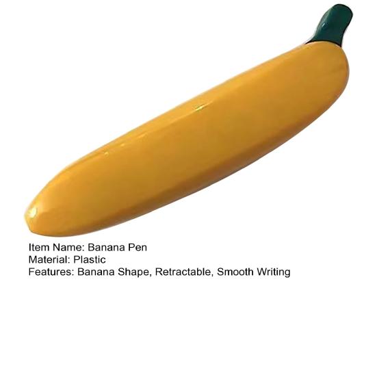 Novelty Banana Pen Fruit Shape Ballpoint Pen for Adults Kids 1.0mm Black Ink Retractable Writing Pens for School Office Supplies