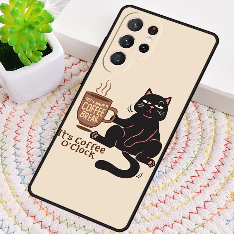 Cute Animal Cat Coffee Phone Case for Samsung Galaxy Note 10 Pro S26 Ultra S23 S24 FE S25 S21 S22 PLUS Shockproof Cove