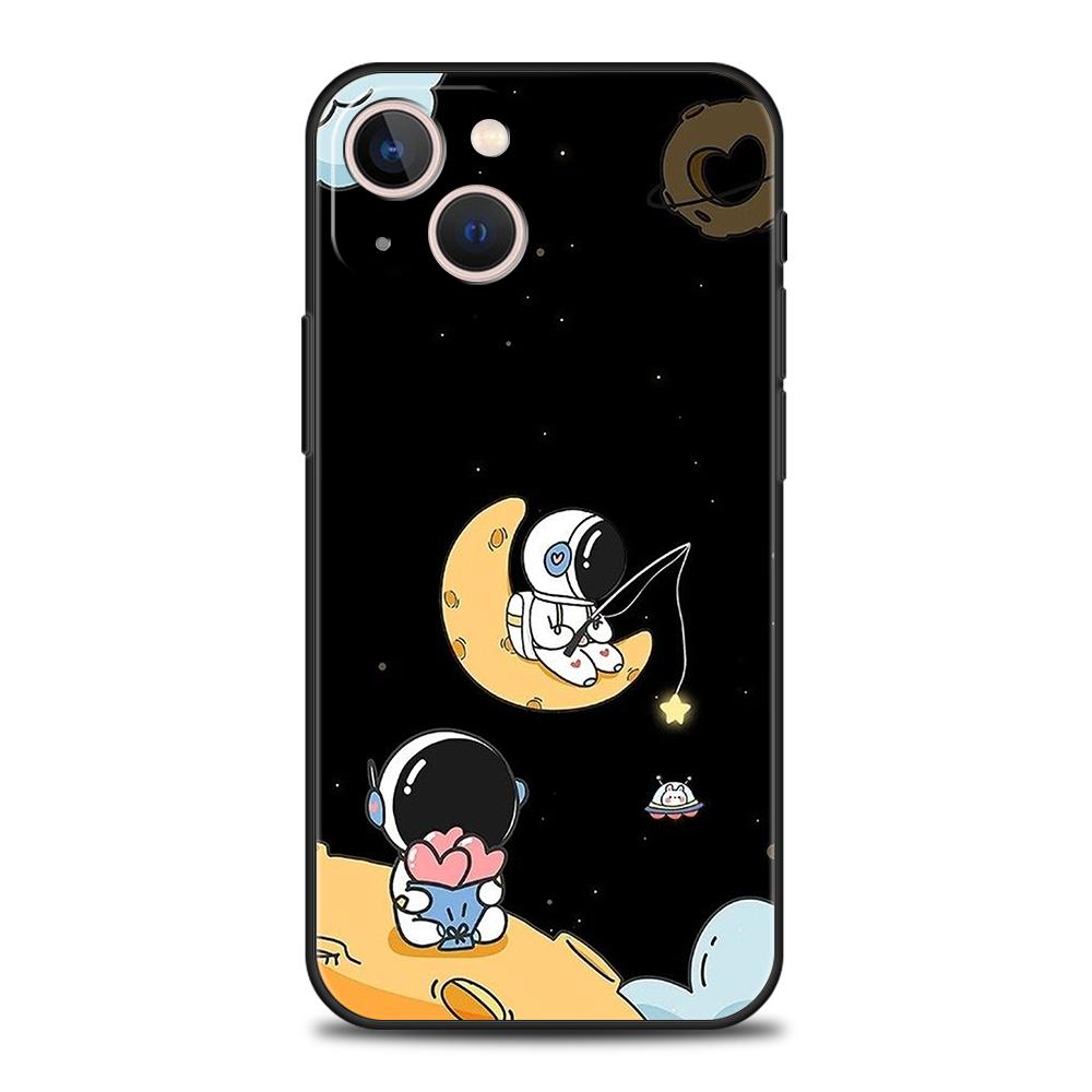Luxury TPU Soft Phone Case For iPhone 17 Air 16E 16 11 15 14 Pro MAX 12 13 7 8 Plus X XR XS SE 2022 Cover Lovely Astronaut