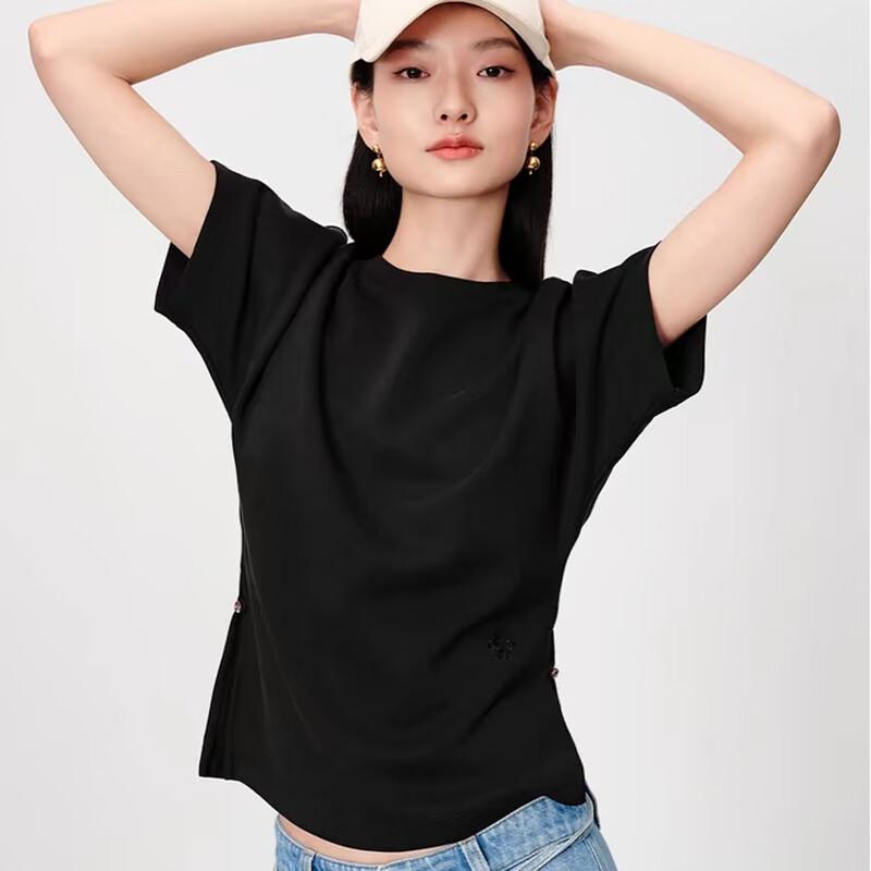 Raphenny Women's Knitted Slim Fit Short Sleeve T-shirt