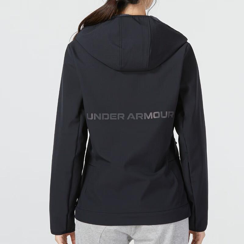 Under Armour Solid Color Hooded Casual Sports Jacket Women Jackets Black 22600402-001
