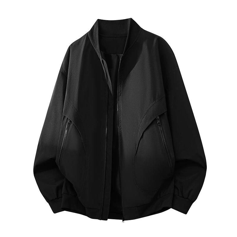 Spring Autumn Solid Loose Casual Zipper Coat Male Long Sleeve Windproof Waterproof Jacket Cardigan Top Men