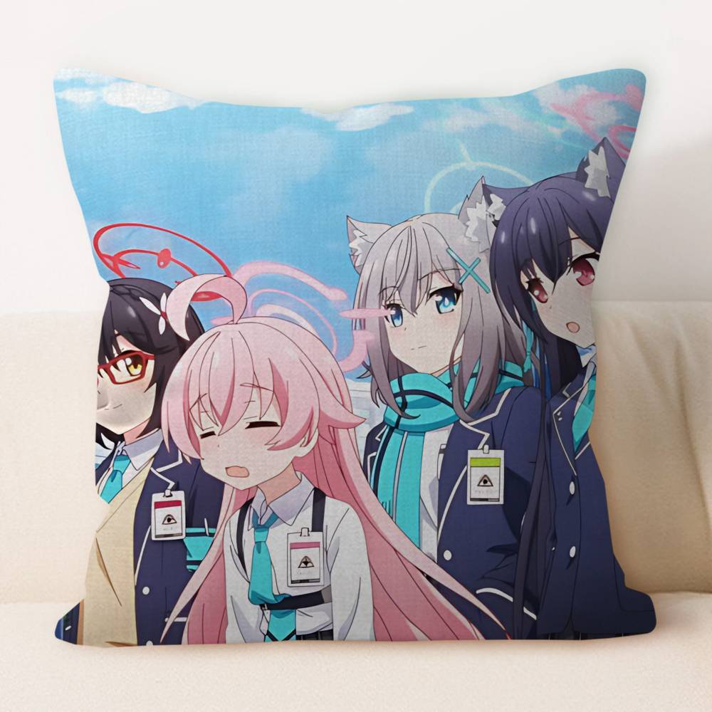 B-blue Archive Anime Kissenbezug 45x45cm Weich Gemütlich Baumwolle Outdoor Dekorative Kissenbezüge mit Reißverschluss für Couch