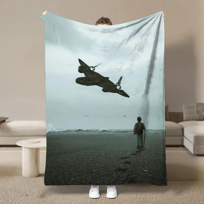 Warm Soft Vintage Planes Print Blanket Fluffy Children and Adults Sofa Plush Bedspread Picnic Throw Blanket for Sofa Bed Gifts