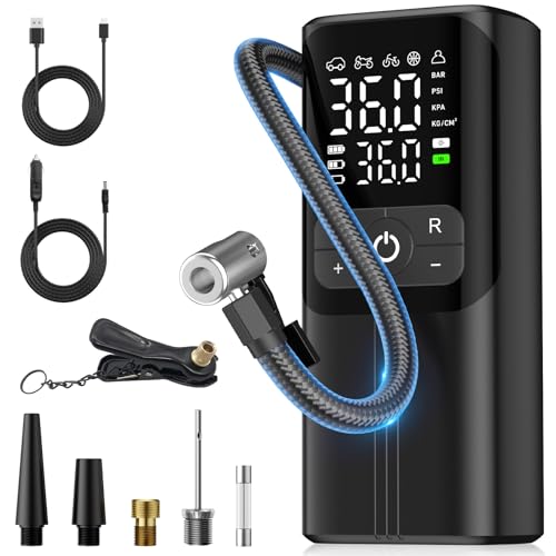 

Electric Bicycle Pump [New Model | Ultra-Fast Fill & Automatic Shut-Off] Cordless 6000mAh High Capacity Air Pump, Maximum Pressure of 150 PSI, Compati