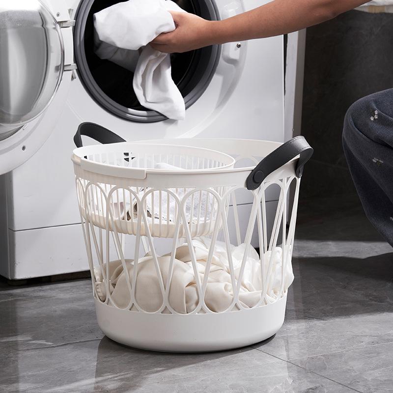 Movable Laundry Basket for Dirty Clothes - Household Bathroom Hamper