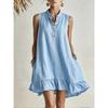 Summer New Style Loose-fitting Fashionable Casual Ruffled Buttoned Dress for Women