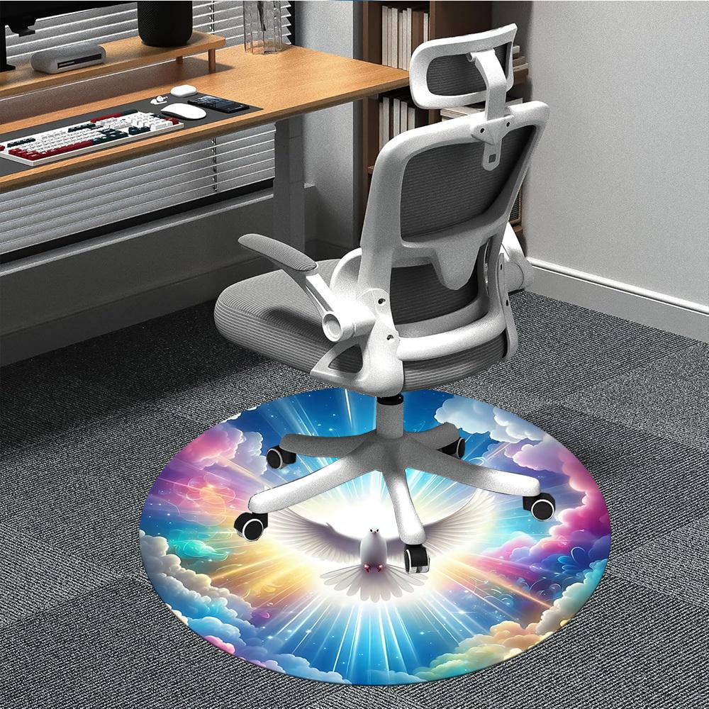 

1pc Spiritual Dove Chair Carpet for Office, Non-slip, Soft and Durable Rug, Perfect for Office, Living Room yy251103181 80cm by 80cm
