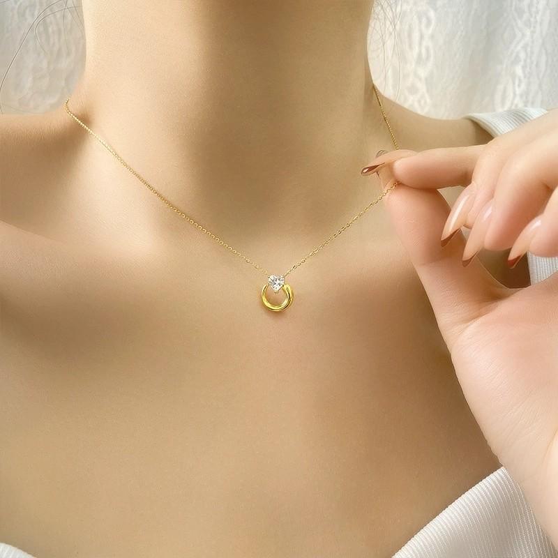 Factory 925 Sterling Silver Heart Zircon Pendant Necklaces for Women Daily Wear Silver Necklace Wedding Jewelry Gift