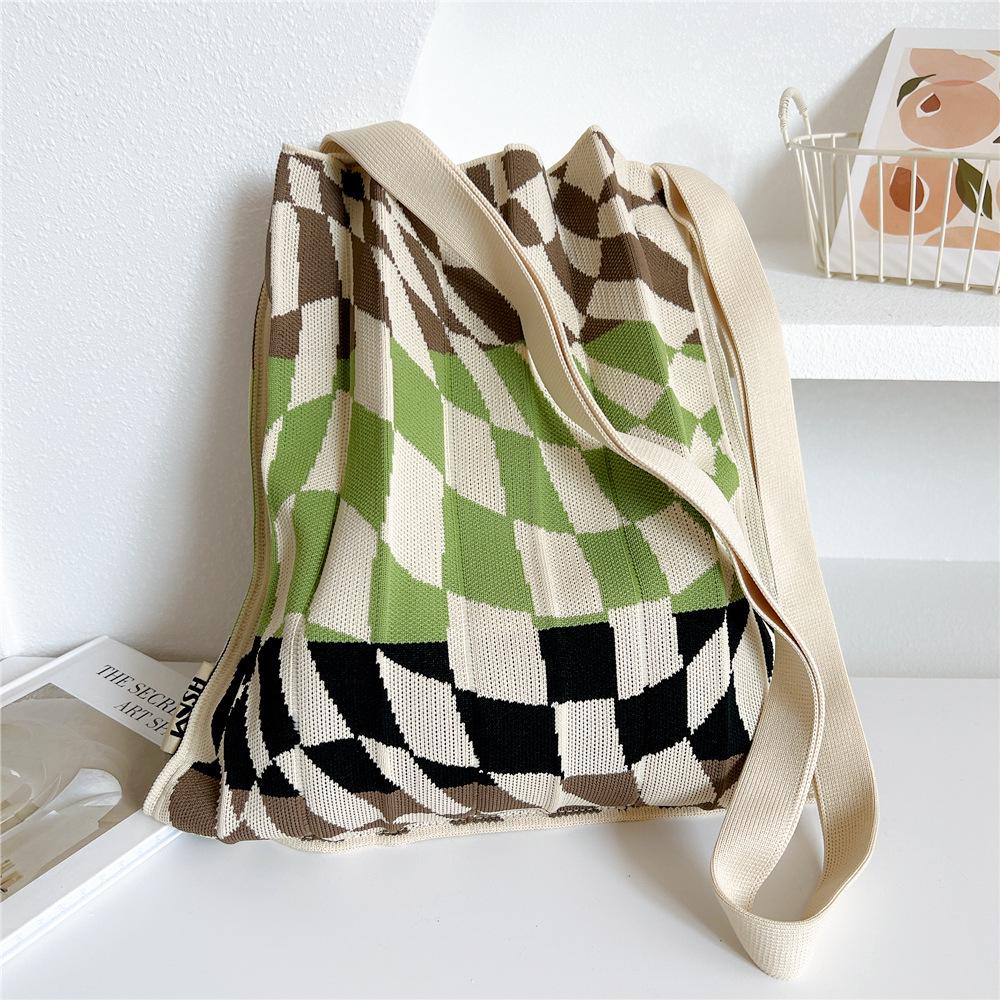INS Accordion Pleated Crossbody & Shoulder Bag - Knitted, Foldable, Fashionable Design from Korea