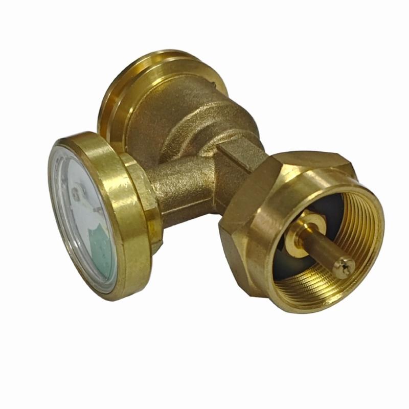 Gas Connection Adapter With Gauge Propane Tank Gauge Adapter Level Indicator Universal Brass Fittings Easy To Use
