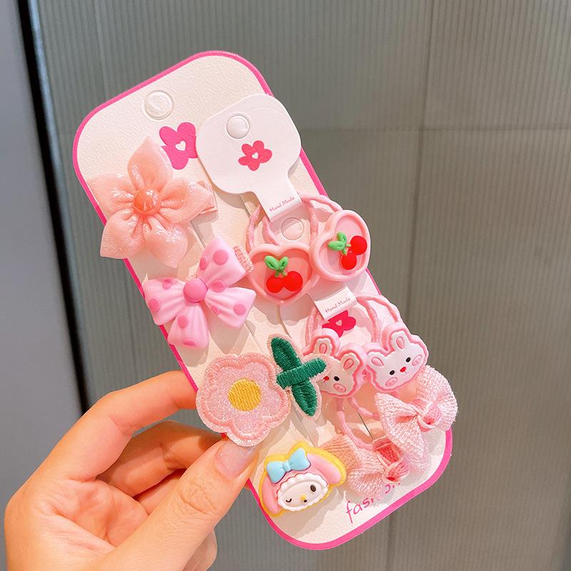 Pink 50-Piece Cute Hair Clip Set: Sweet Girly Japanese Cartoon Bangs Accessories