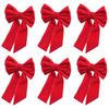 Festive Dining Table Accessories 6Pcs Velvet Bow Napkin Rings, Christmas Fabric Holders, Red Holiday Home Accents Green Rings for Dinner