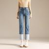 RAIN.CUN Women's Petite High-Waist Straight-Leg Denim Cropped Pants