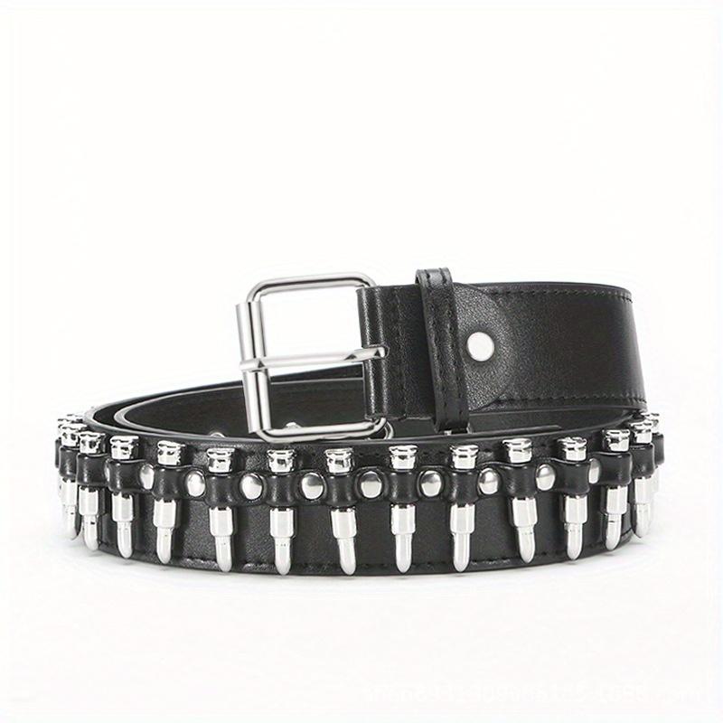 1Pc 43.31inch Punk Style Round Rivet Belt, Casual Wide Waist Belt with Panel, PU Leather Materials, for Men and Women, Night Out, Weekend Casual