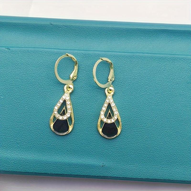 

1Pair of Creative and Fashionable Black Hollow Double-layer Water Drop Earrings, New Shiny Design, Full of Temperament золотий