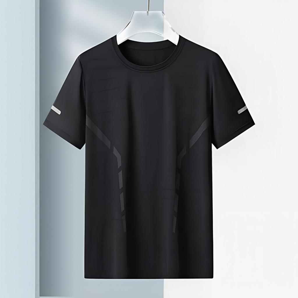 Sommer Herren T-Shirt Eisseide Rundhalsausschnitt Locker Reine Farbe Kurze Ärmel Pullover Lässig Täglich Tragen Sport Fitness Top