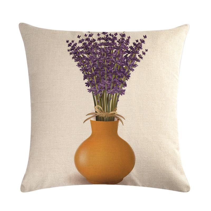 Purple Landscape Lavender Collection Digital Printing Short Plush Pillow Covers For Car Sofa Office Cushion Cover Home Goods